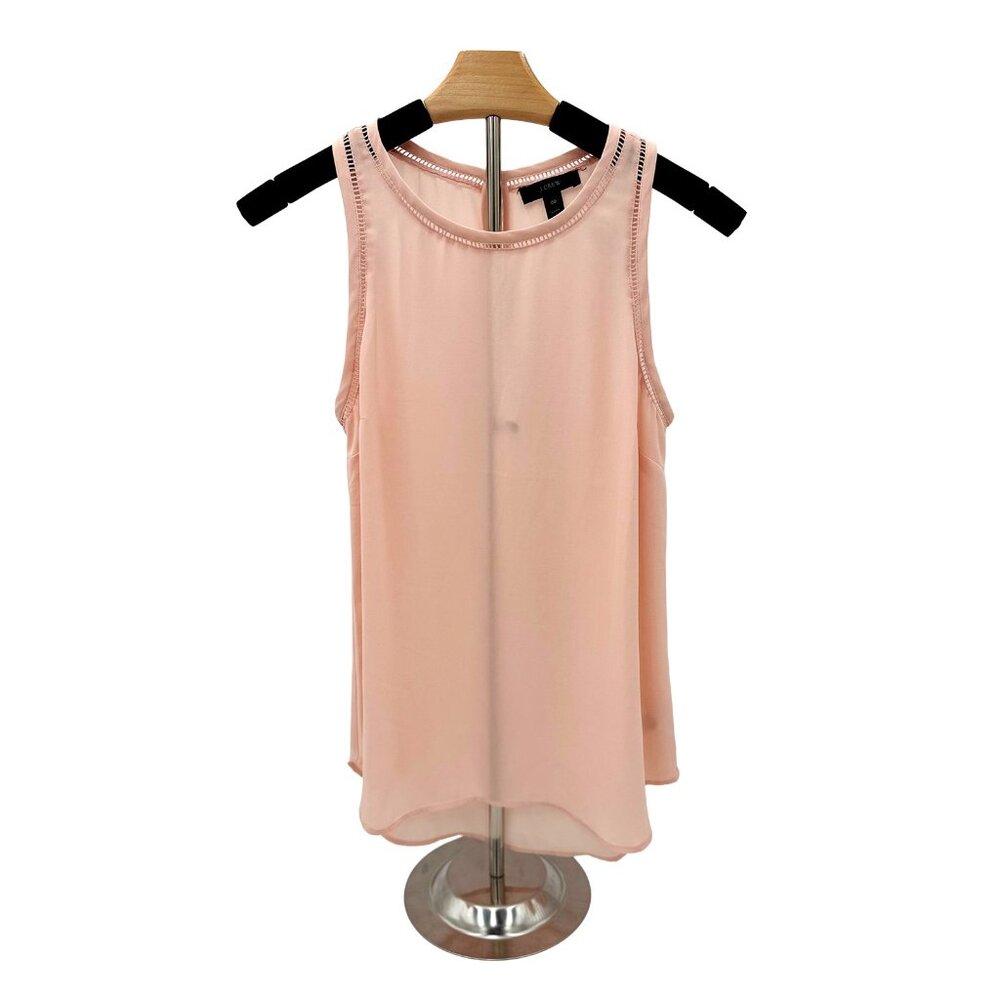 J.Crew Pink Sleeveless Ladder Stitch Trim Blouse Size 00 Peach Keyhole Top